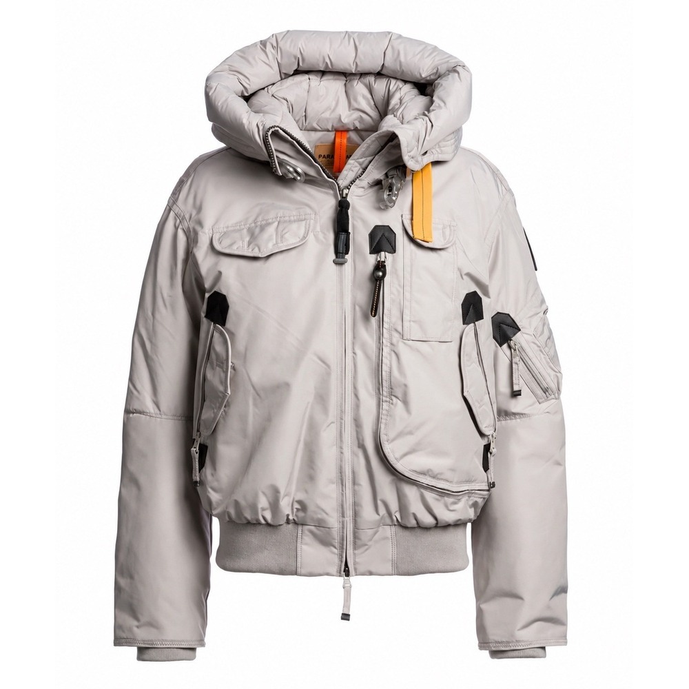 Parajumpers Gobi Masterpiece Women's S Grey Down Puffer Hooded Bomber Jacket PJS